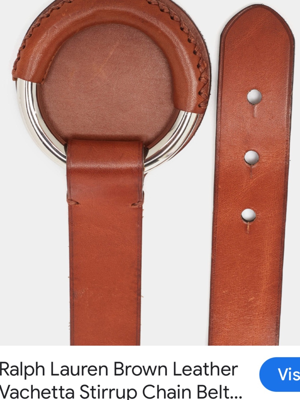 Ralph Lauren Tan Leather Belt with Silver Circular Buckle 🤩🥳 🔥😻. Used - Picture 2 of 9